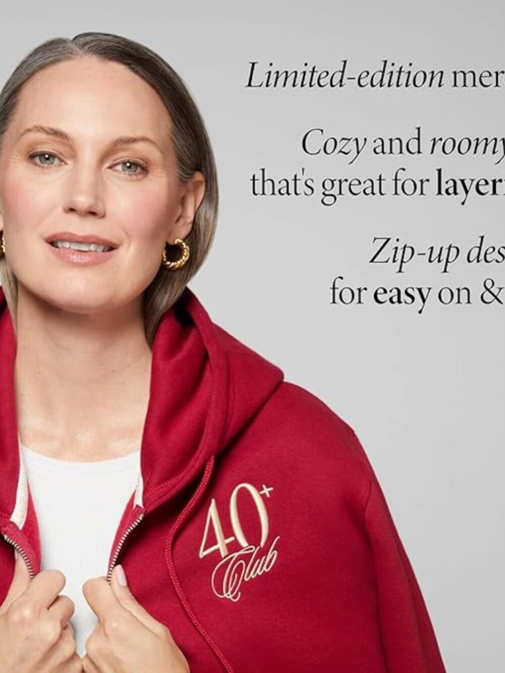 LAURA GELLER NEW YORK 40+ Club Hooded Zip Up Fleece Sweatshirt